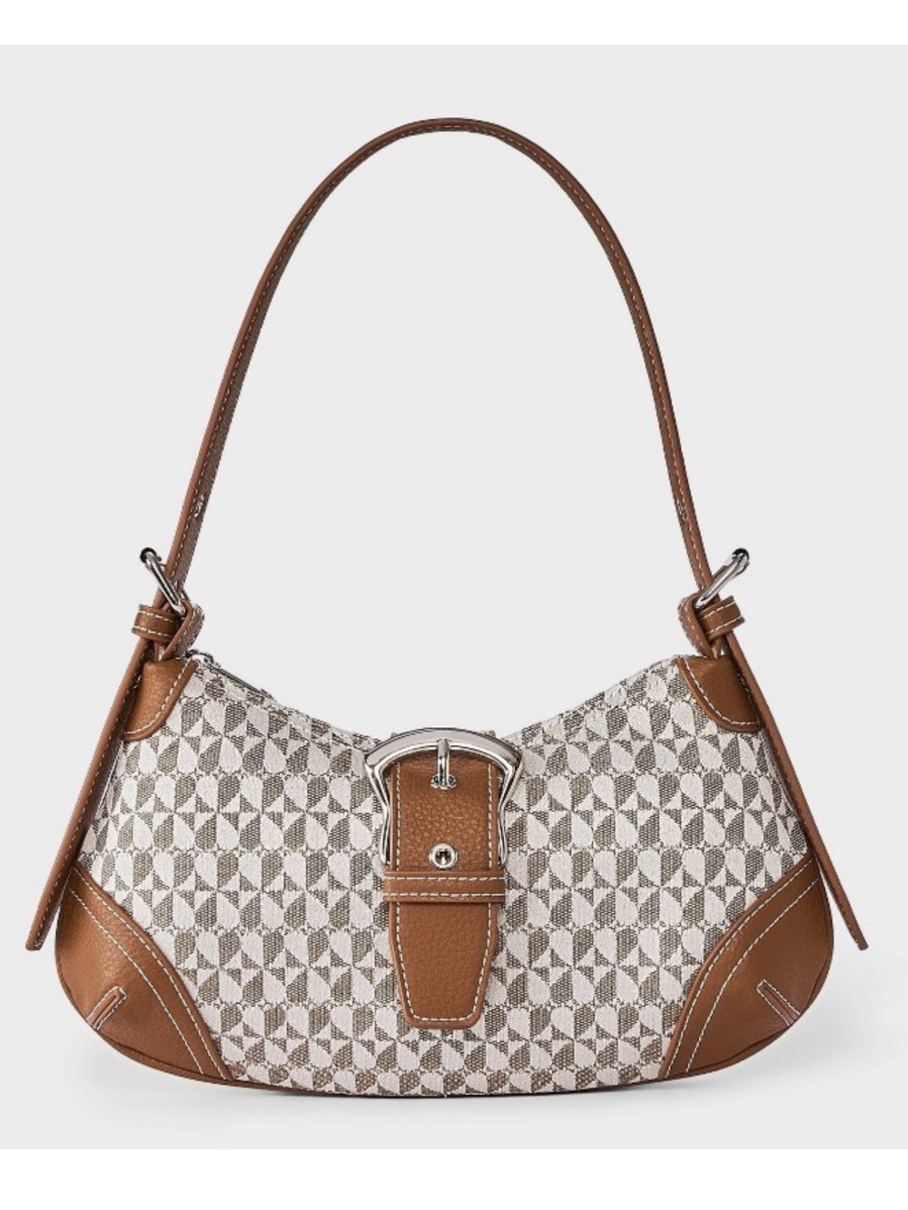 NWT Brown Multi Soho Signature Flap Shoulder Buckle Bag Wild Fable Baguette